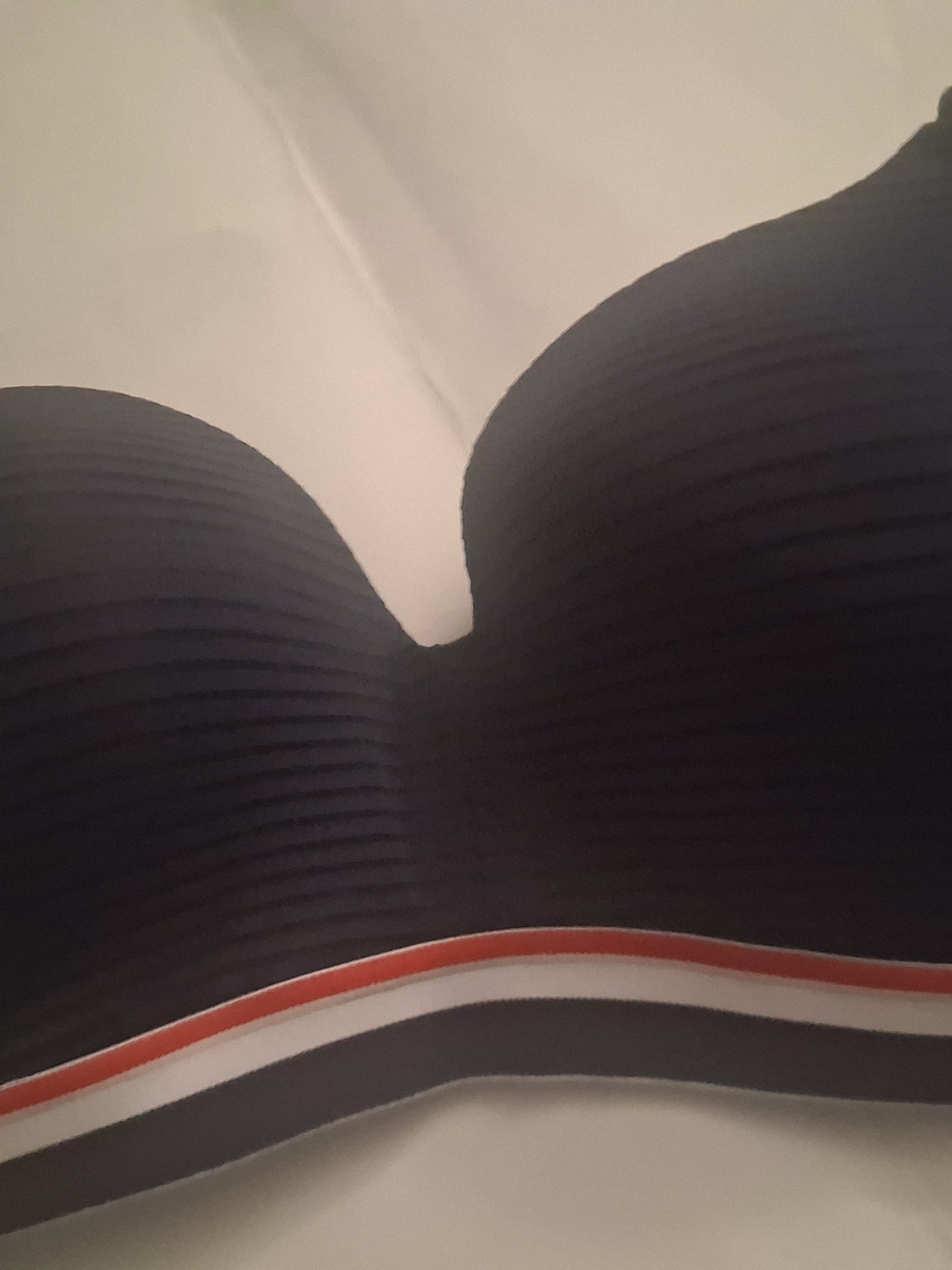 U.S. Polo Assn. Navy Strapless Bandeau Bra with Red and White Trim